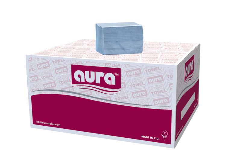 Aura® 1 Ply Blue Demi Hand Towel